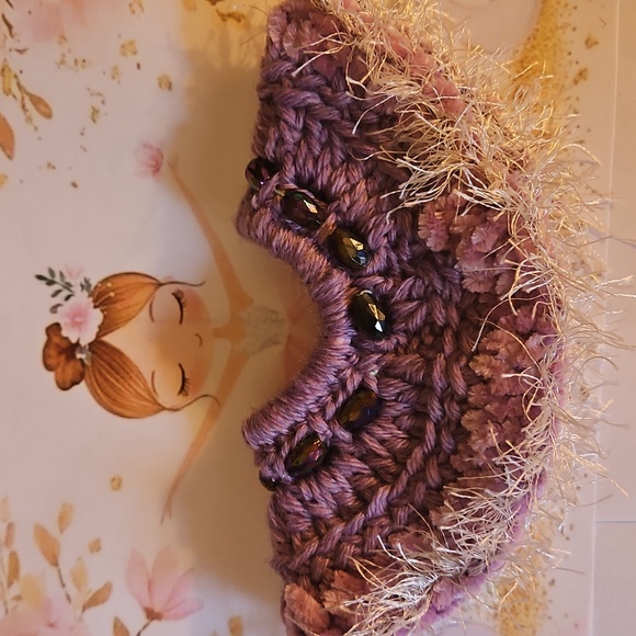 Balletcore Tutu Scrunchie Handmade Purple Ballerina Bun accessory Upcycled Beads - Picture 12 of 17